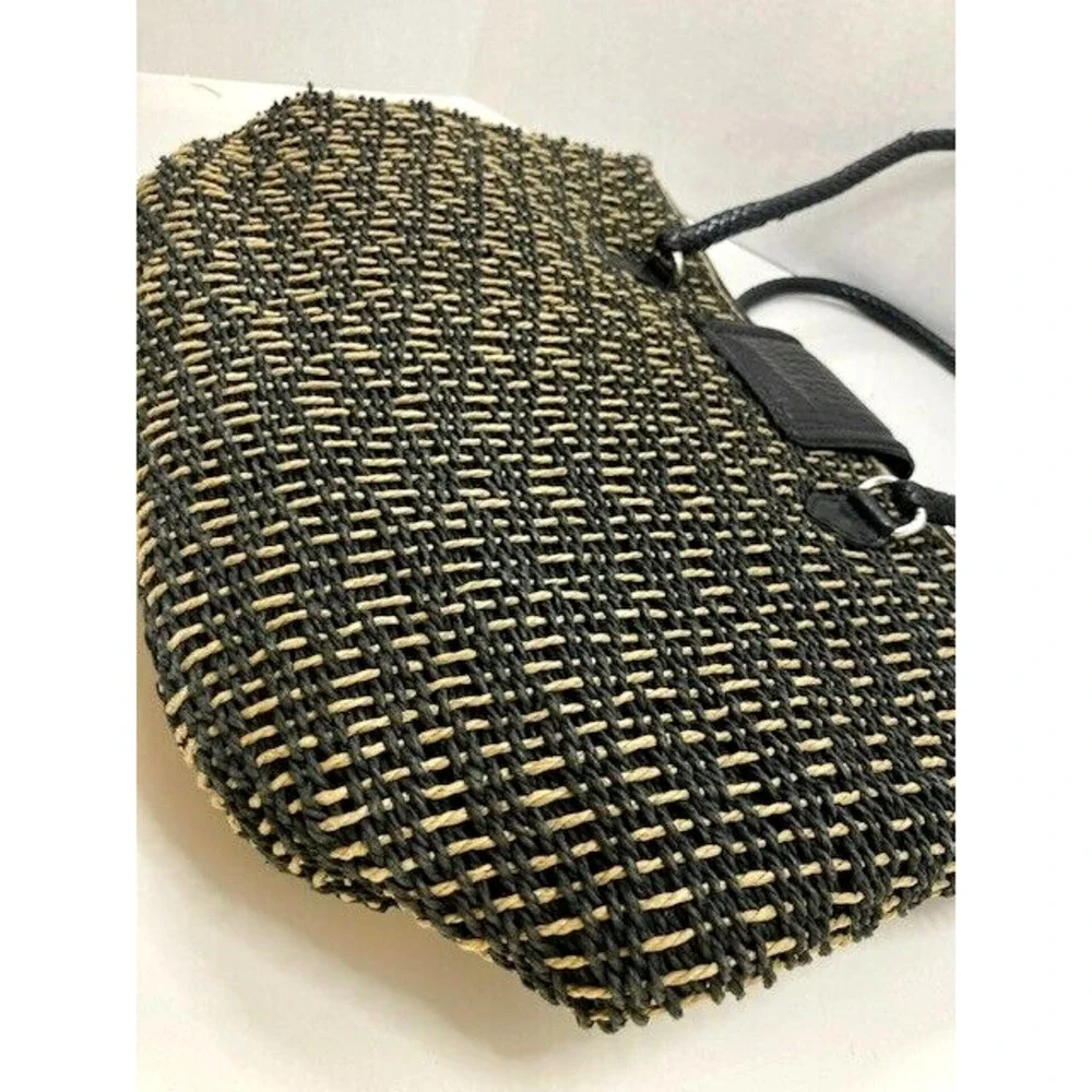 Brighton Women's Woven Black Leather Braided Strap Charm Straw Handbag Purse 14